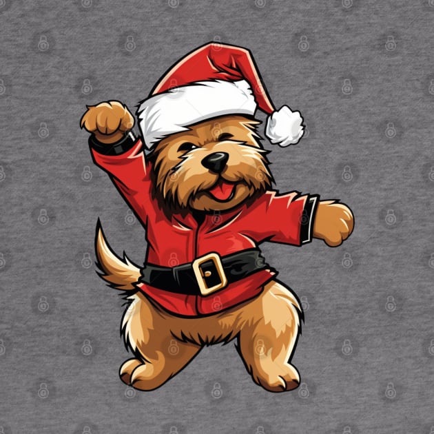 Cartoon Christmas Yorkshire Terrier Dog Dancing by Chromatic Fusion Studio